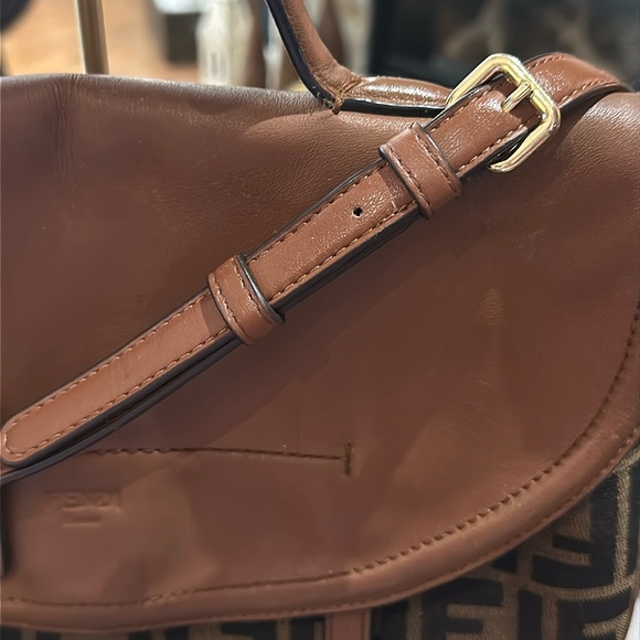π₯ Authentic Fendi FF Tobacco Messenger Bag in Zucca Canvas Cognac Leather π₯ - Picture 7 of 16